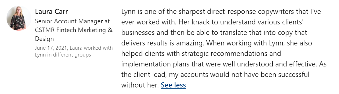 Laura Testimonial